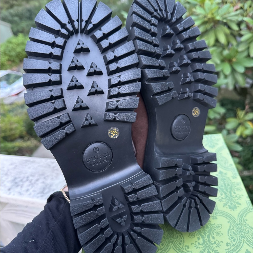 Brown Suede Mules with Silver Accents - Picture 3 of 6